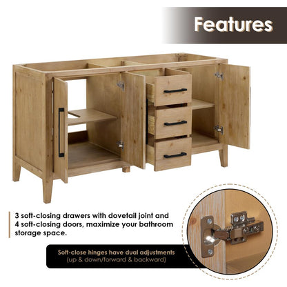 Double Bathroom Vanity in Weathered Fir with Stone Countertop with Mirror