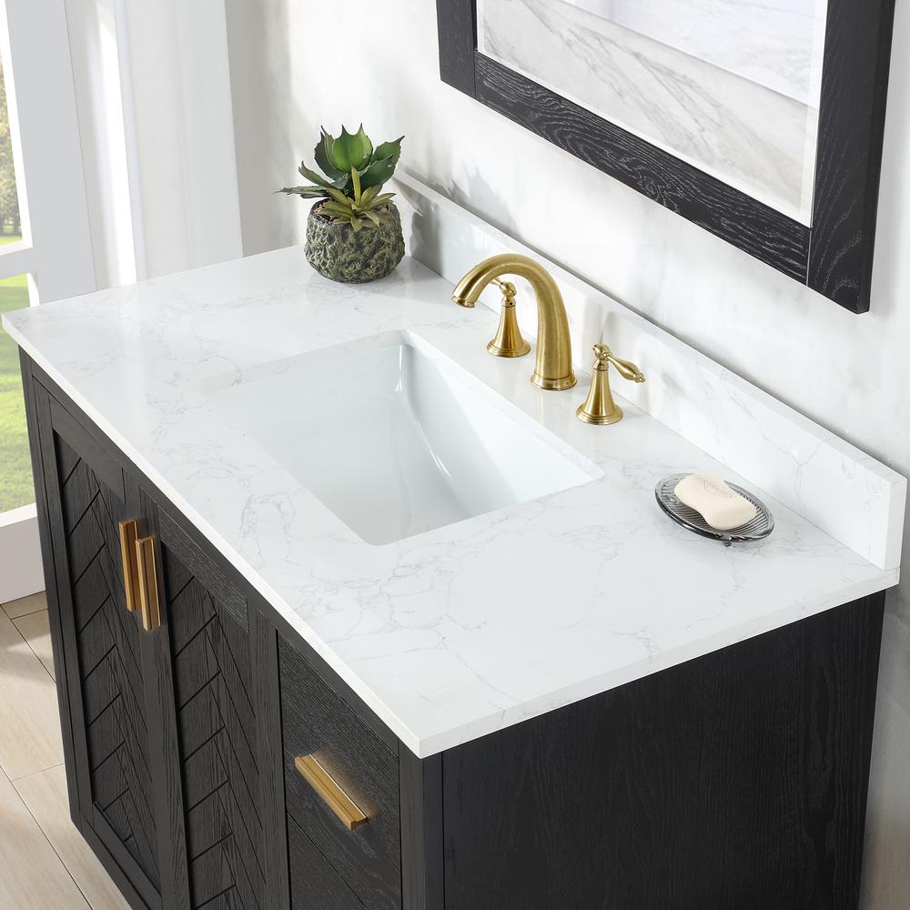 42" Single Bathroom Vanity Set in Black Oak with Mirror