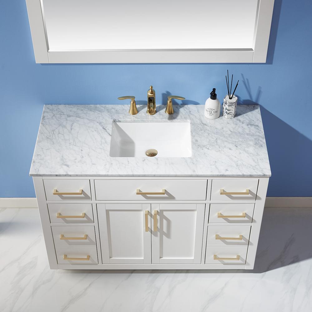 48" Single Bathroom Vanity Set in White with Mirror