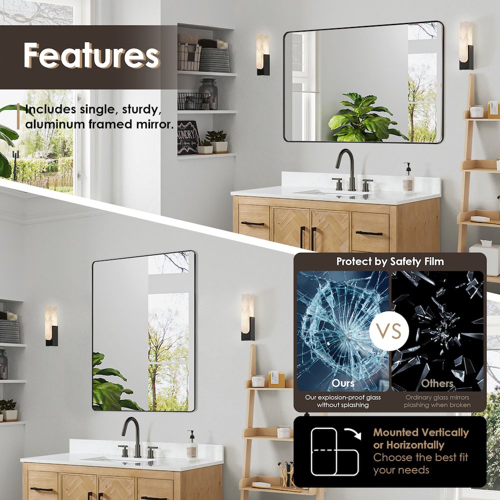 Bellavia 48" Single Bathroom Vanity Grain White Engineered Stone Countertop