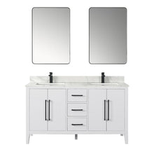 Double Bathroom Vanity in White with White Quartz Stone Countertop with Mirror