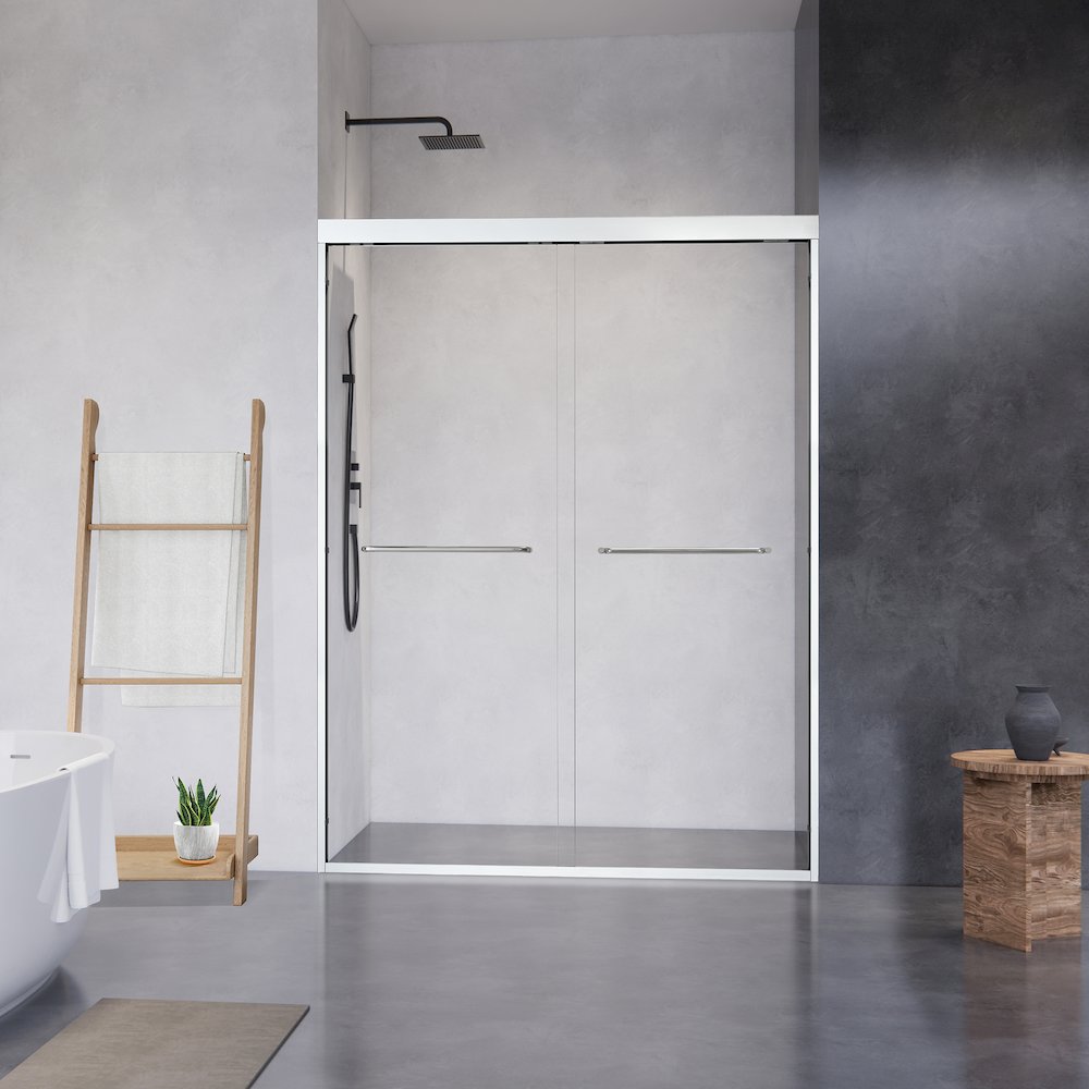Framed Shower Door in Polished Chrome with Clear Glass