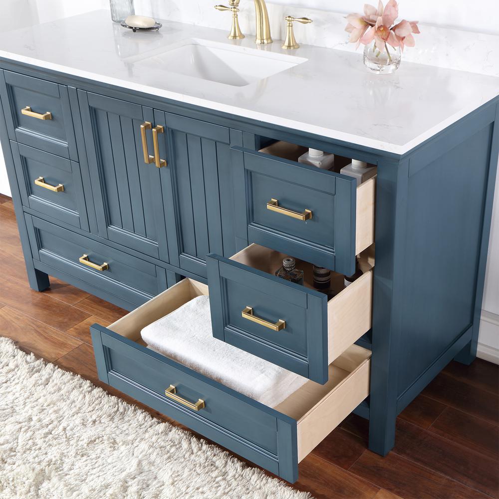 60" Single Bathroom Vanity Set in Classic Blue without Mirror