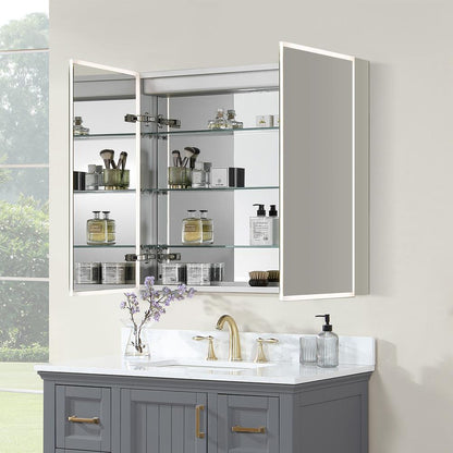 Frameless Surface-Mount/Recessed LED Lighted Bathroom Medicine Cabinet