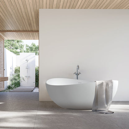 63" x 39" Solid Surface Soaking Bathtub and Integrated Overflow