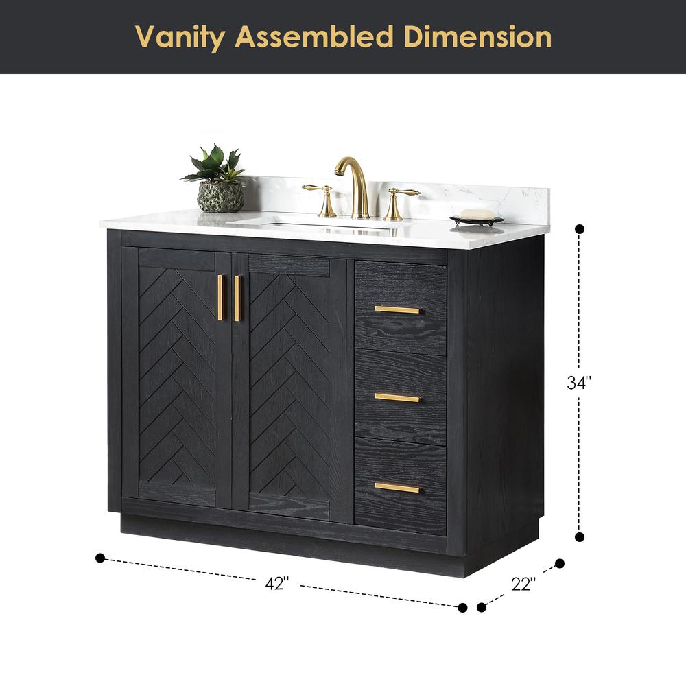 42" Single Bathroom Vanity Set in Black Oak with Mirror