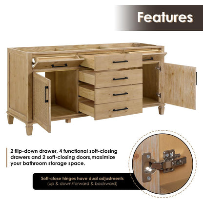Double Bathroom Vanity in Weathered Fir with Stone Countertop with Mirror