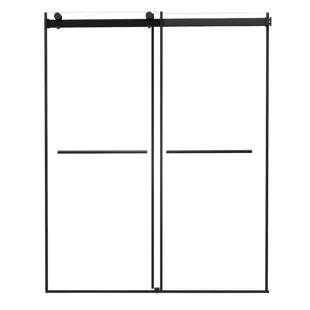 Frameless Exposed Roller Shower Door in Matte Black with Clear Glass