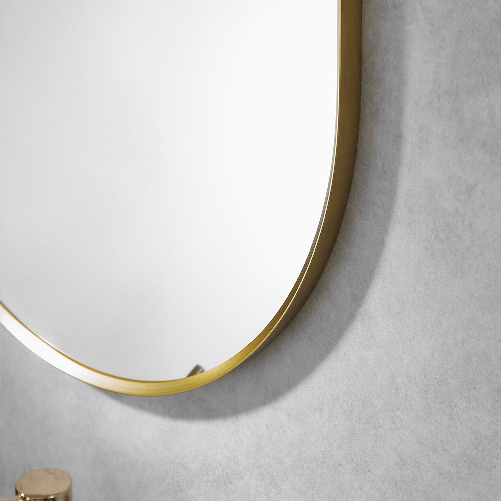 Ispra 36" Oval Bathroom/Vanity Brushed Gold Aluminum Framed Wall Mirror