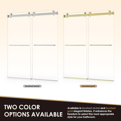 Frameless Exposed Roller Shower Door in Brushed Nickel with Clear Glass