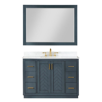 48" Single Bathroom Vanity Set in Classic Blue with Mirror
