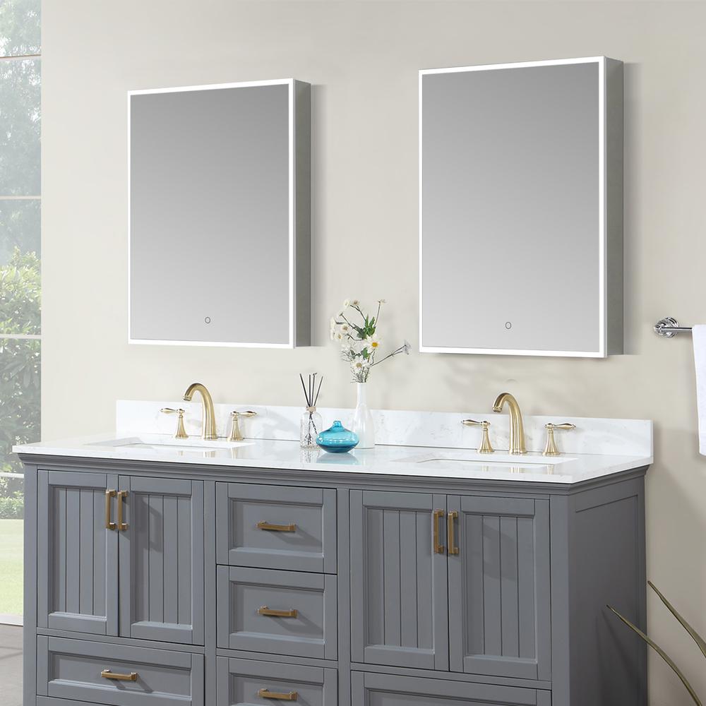 Frameless Surface-Mount/Recessed LED Lighted Bathroom Medicine Cabinet