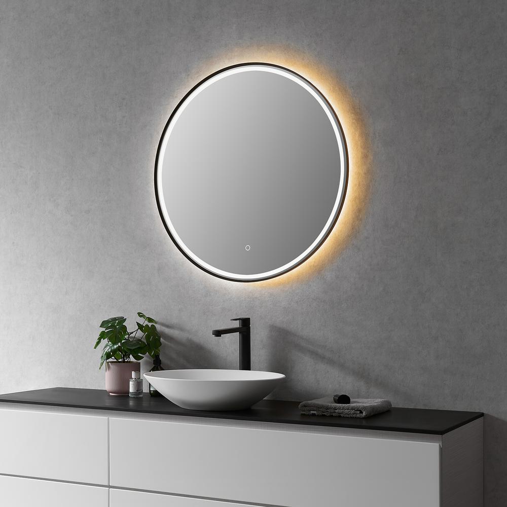 Framed in Matt Black Modern Bathroom/Vanity LED Lighted Wall Mirror