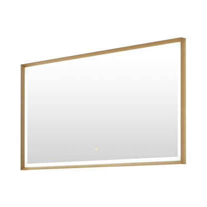 60"x30" Rectangular Wall Mirror in Brushed Gold Aluminum Framed