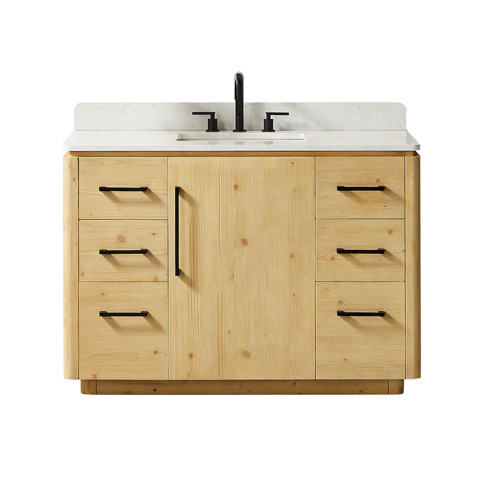 48" Single Bathroom Vanity in Nature Brown with Grain White