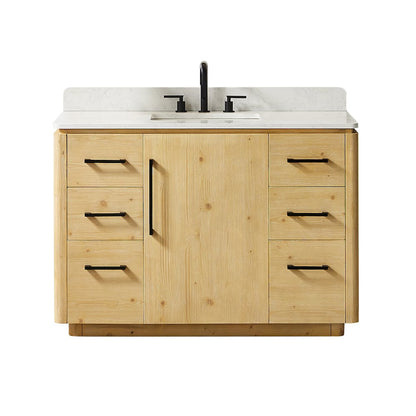 48" Single Bathroom Vanity in Nature Brown with Grain White