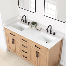 60" Double Bathroom Vanity in Light Brown without Mirror