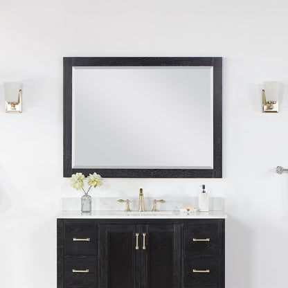 48" Rectangular Bathroom Wood Framed Wall Mirror in Black Oak