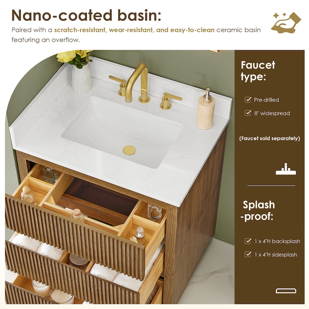 Navan 30" Single Bathroom Vanity in Weathered Brown
