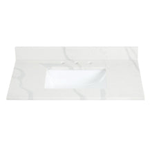 Arbios 36. in Quartz Stone Vanity Top in Calacatta White with White Sink