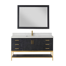 60" Single Bathroom Vanity Set in Black Oak with Mirror