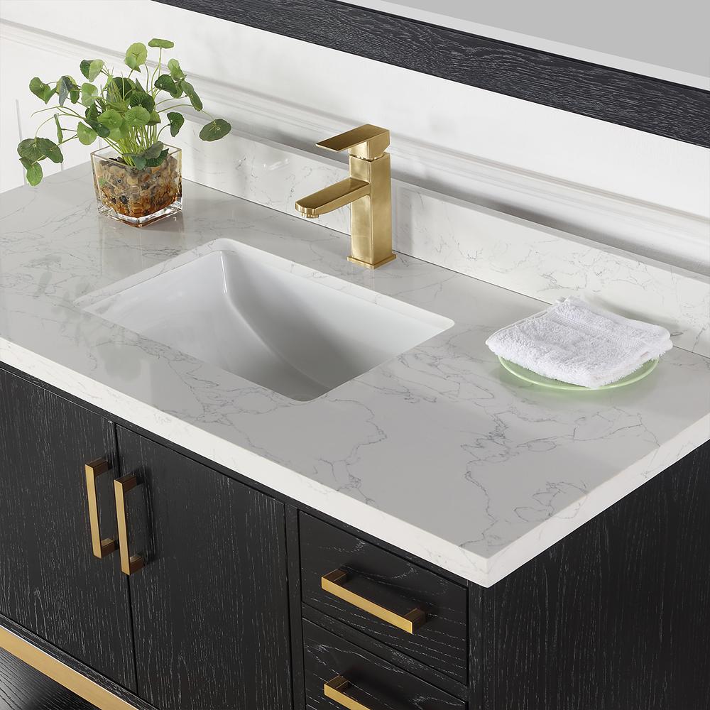 48" Single Bathroom Vanity Set in Black Oak with Mirror