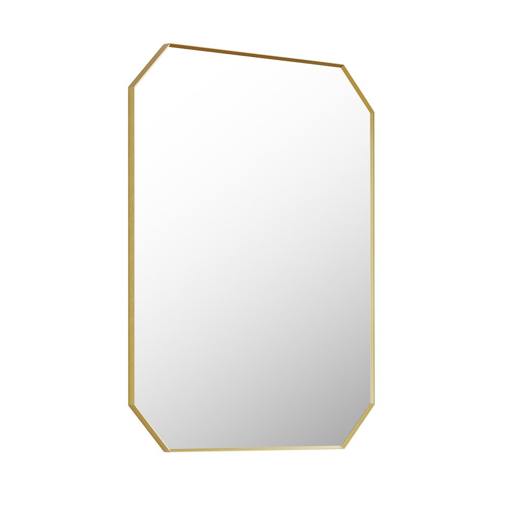 36"x30" Octagon Aluminum Framed in Brushed Gold Modern Bathroom Wall Mirror
