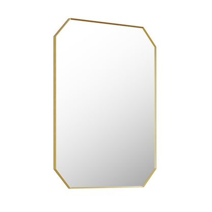 36"x30" Octagon Aluminum Framed in Brushed Gold Modern Bathroom Wall Mirror
