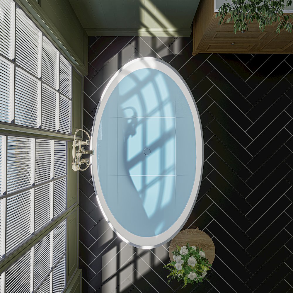 67" x 39" Solid Surface Soaking Bathtub in Matte White and Integrated Overflow
