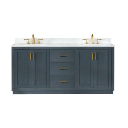 72" Double Bathroom Vanity Set in Classic Blue without Mirror