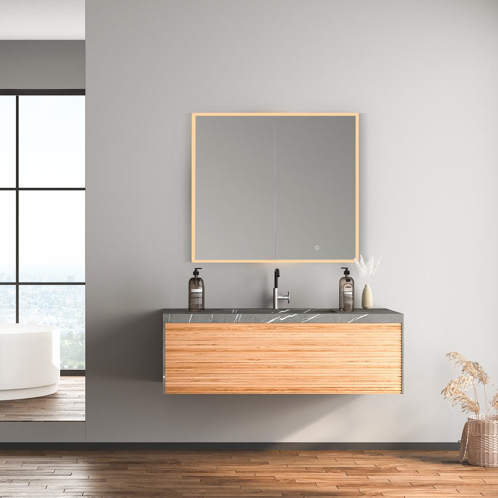 Frameless Surface-Mount/Recessed LED Lighted Bathroom Medicine Cabinet