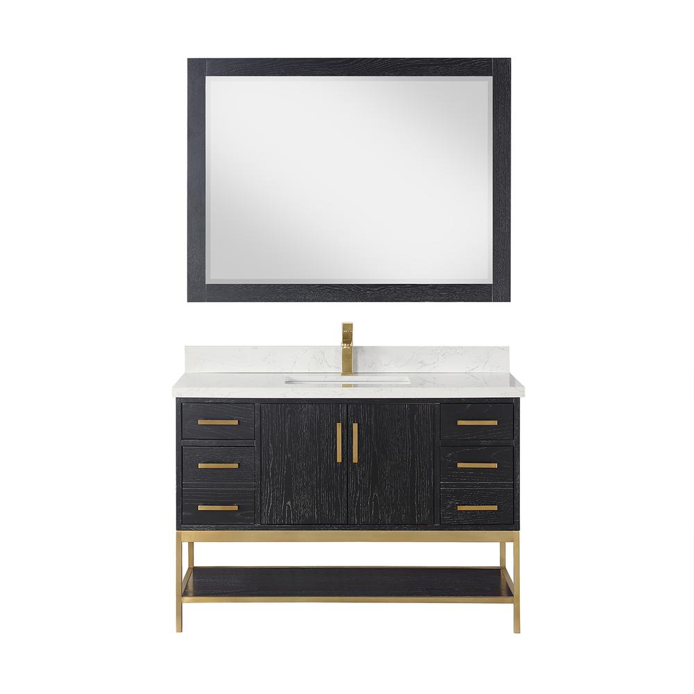 48" Single Bathroom Vanity Set in Black Oak with Mirror