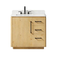 36" Single Bathroom Vanity in Nature Brown with Grain White