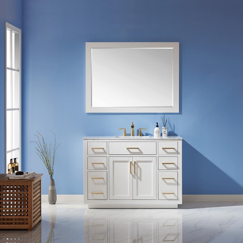 48" Single Bathroom Vanity Set in White with Mirror