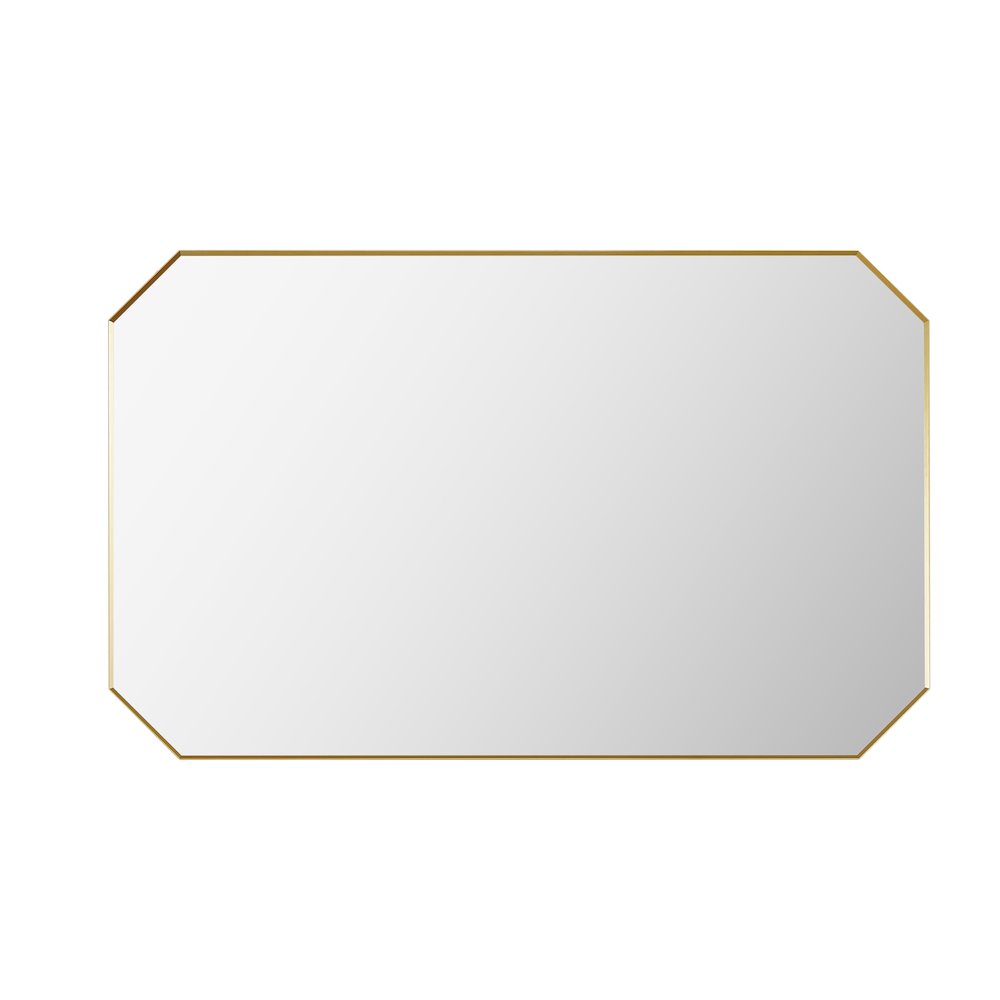 48"x30" Octagon Aluminum Framed in Brushed Gold Modern Bathroom Wall Mirror
