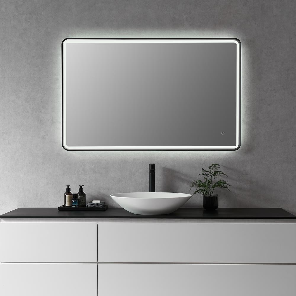 Framed in Matt Black Modern Bathroom/Vanity LED Lighted Wall Mirror