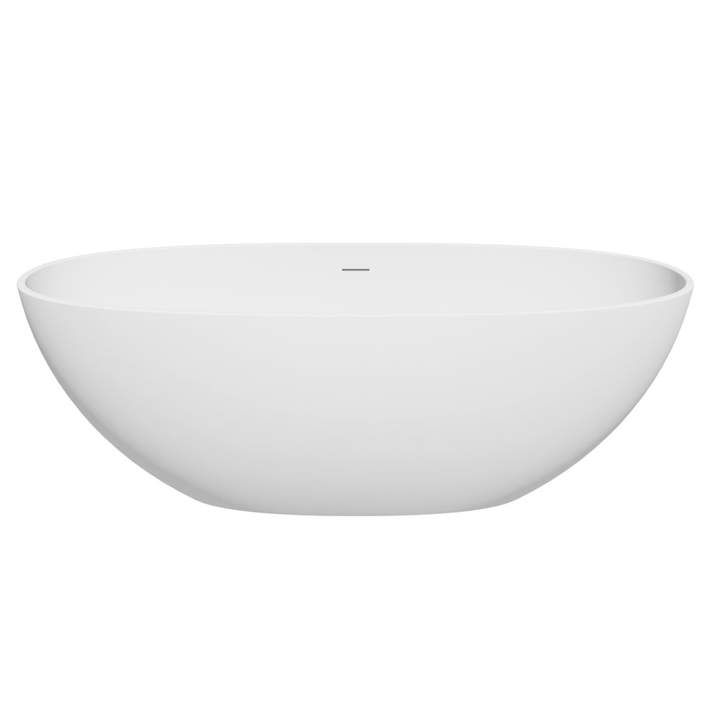 65" x 30" Solid Surface Soaking Bathtub and Integrated Overflow