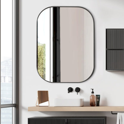 24x32" Rectangular Aluminum Framed in Gunmetal Modern Bathroom Wall Mirror