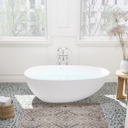 67" x 34" Solid Surface Soaking Bathtub and Integrated Overflow