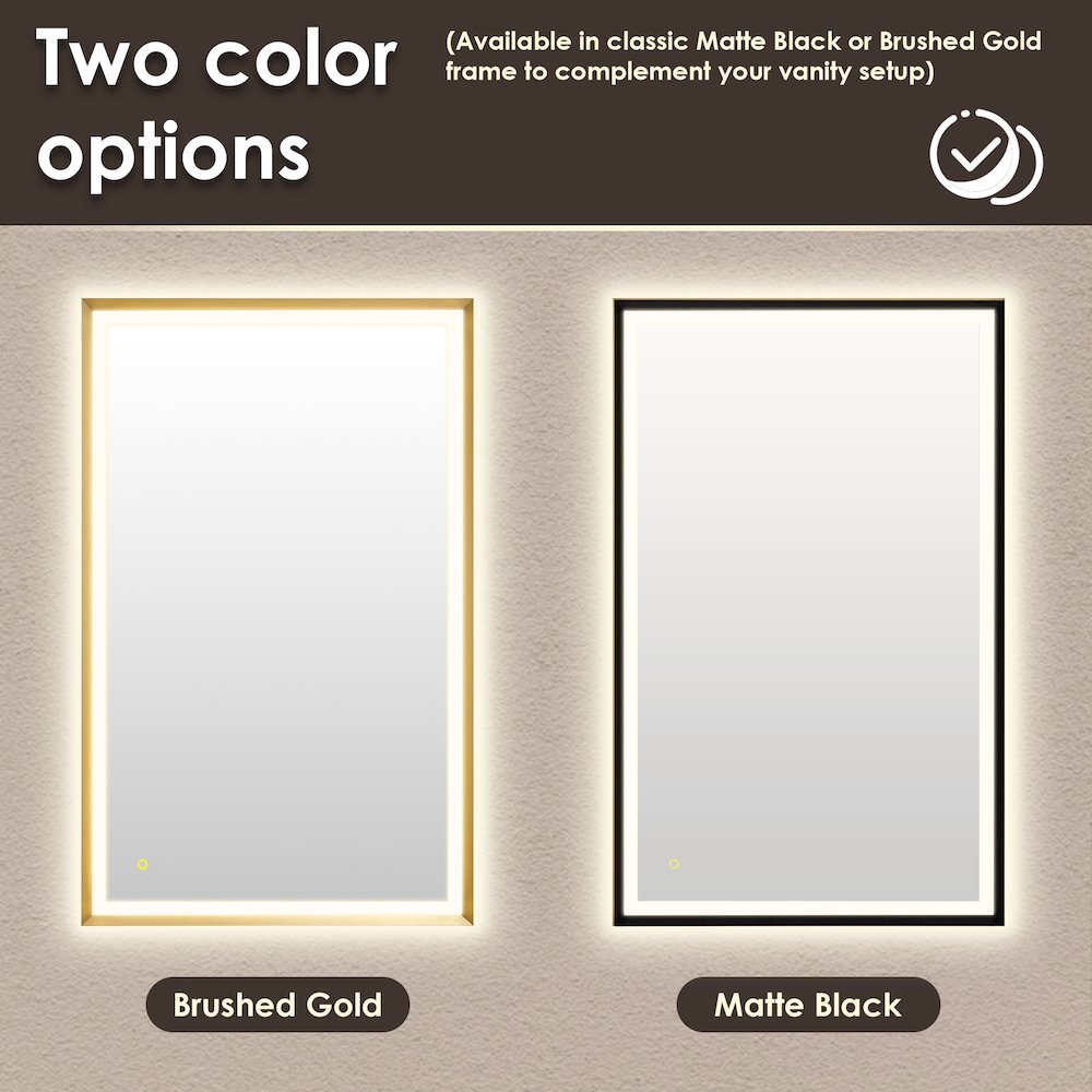 48"x30" Rectangular Wall Mirror in Brushed Gold Aluminum Framed