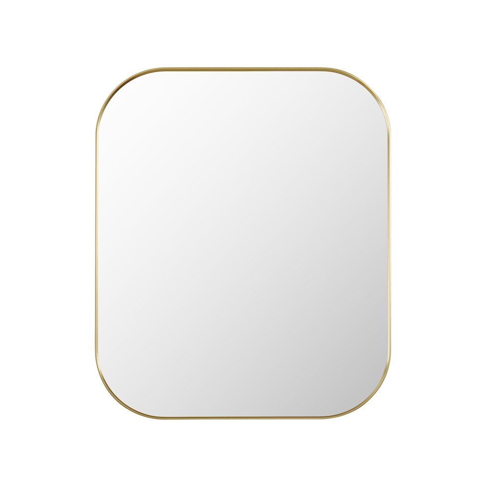 36x30" Rectangular Aluminum Framed in Brushed Gold Modern Bathroom Wall Mirror