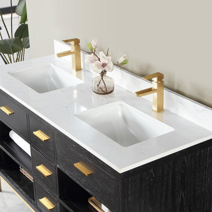60" Double Bathroom Vanity Set in Black Oak without Mirror