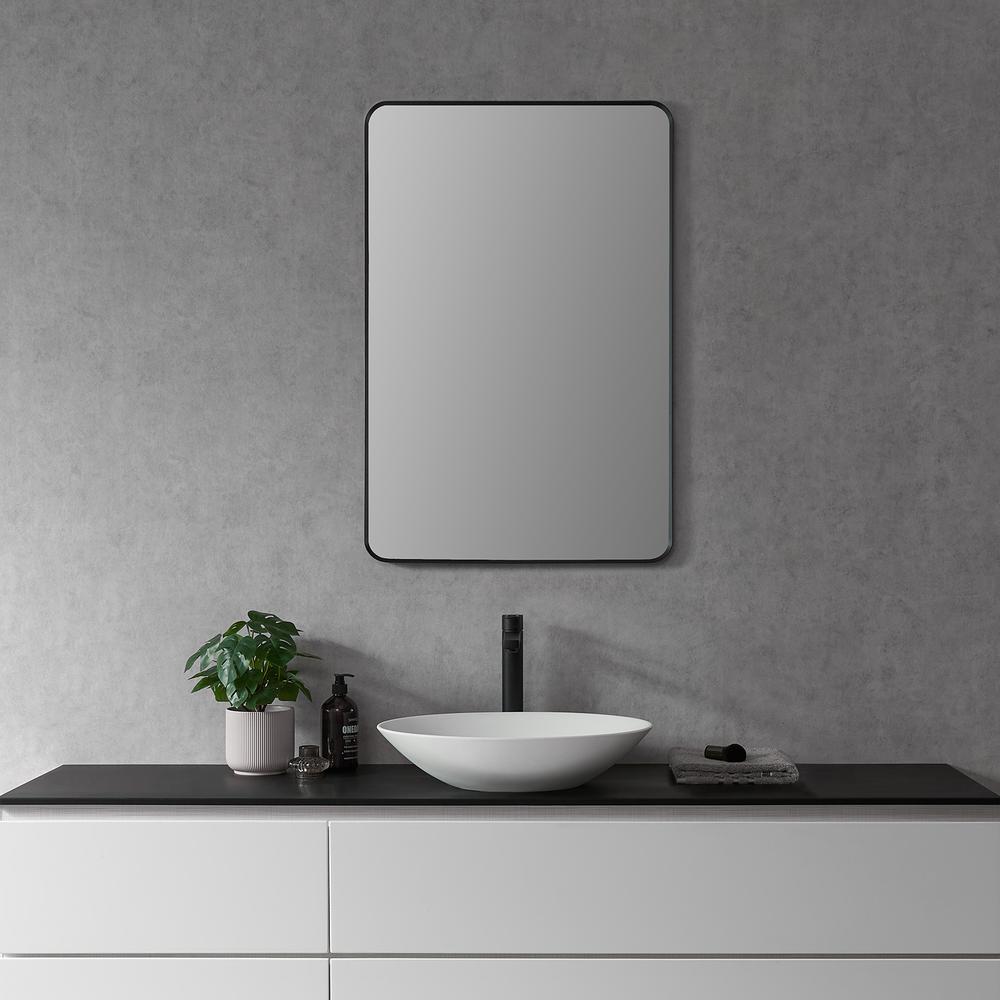 Nettuno 24" Rectangle Bathroom/Vanity Matt Black Aluminum Framed Wall Mirror