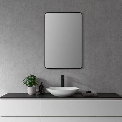 Nettuno 24" Rectangle Bathroom/Vanity Matt Black Aluminum Framed Wall Mirror