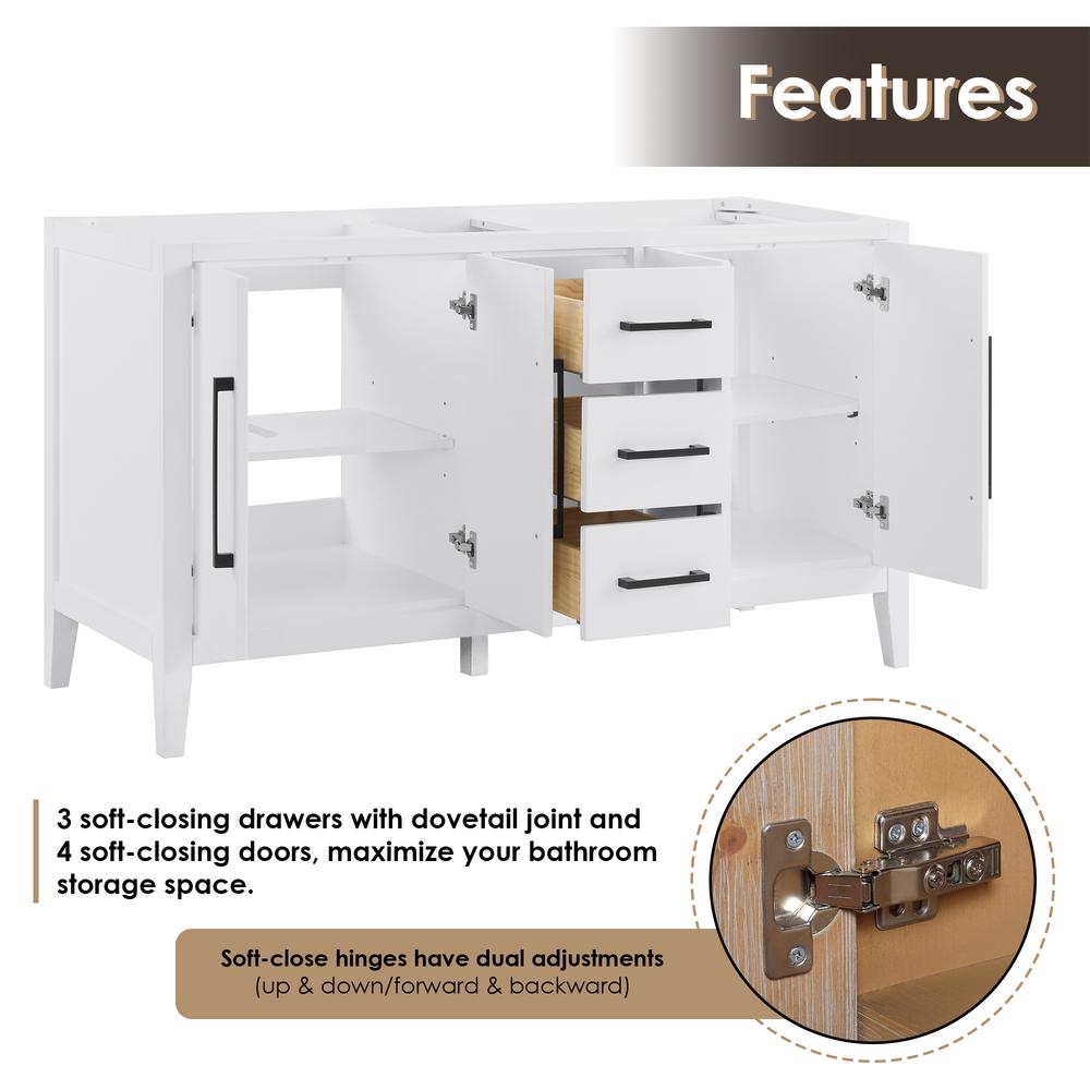 Double Bathroom Vanity in White with White Quartz Stone Countertop with Mirror