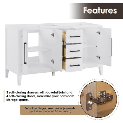 Double Bathroom Vanity in White with White Quartz Stone Countertop with Mirror