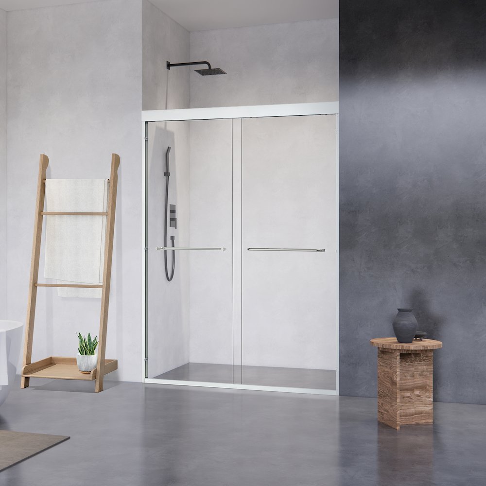 Framed Shower Door in Polished Chrome with Clear Glass