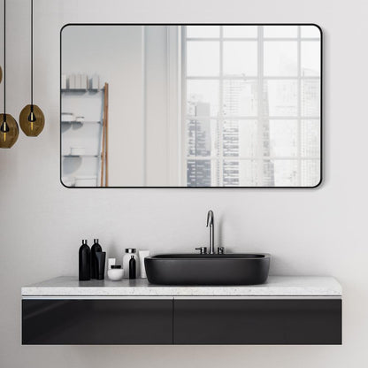Nettuno 48" Rectangle Bathroom/Vanity Matt Black Aluminum Framed Wall Mirror