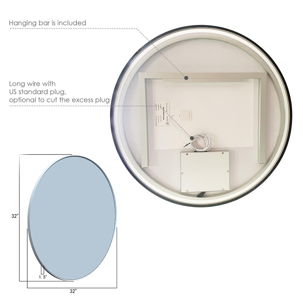 Framed in Matt Black Modern Bathroom/Vanity LED Lighted Wall Mirror
