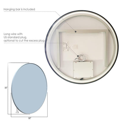 Framed in Matt Black Modern Bathroom/Vanity LED Lighted Wall Mirror